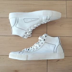 Zara Mens White Vegan Leather High Top Sneakers